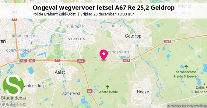 Ongeval wegvervoer letsel A67 Re 25,2 Geldrop