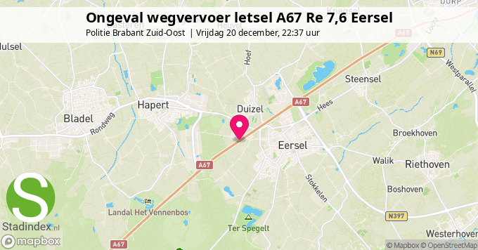 Ongeval wegvervoer letsel A67 Re 7,6 Eersel