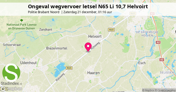 Ongeval wegvervoer letsel N65 Li 10,7 Helvoirt