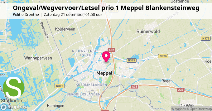 Ongeval/Wegvervoer/Letsel prio 1 Meppel Blankensteinweg