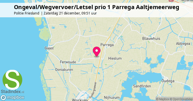 Ongeval/Wegvervoer/Letsel prio 1 Parrega Aaltjemeerweg