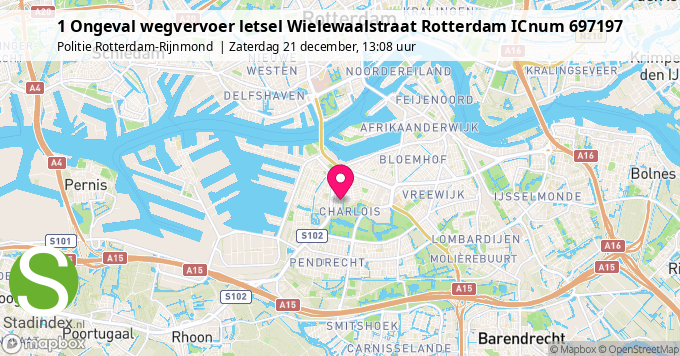 1 Ongeval wegvervoer letsel Wielewaalstraat Rotterdam ICnum 697197