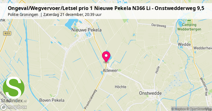 Ongeval/Wegvervoer/Letsel prio 1 Nieuwe Pekela N366 Li - Onstwedderweg 9,5