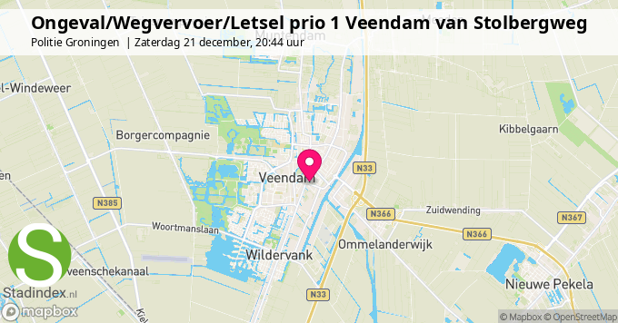 Ongeval/Wegvervoer/Letsel prio 1 Veendam van Stolbergweg