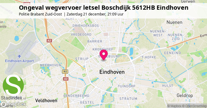 Ongeval wegvervoer letsel Boschdijk 5612HB Eindhoven