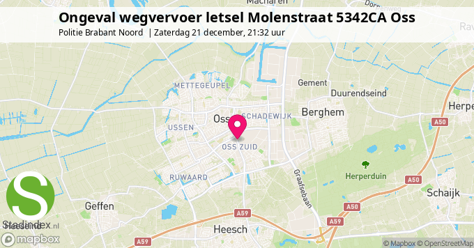 Ongeval wegvervoer letsel Molenstraat 5342CA Oss