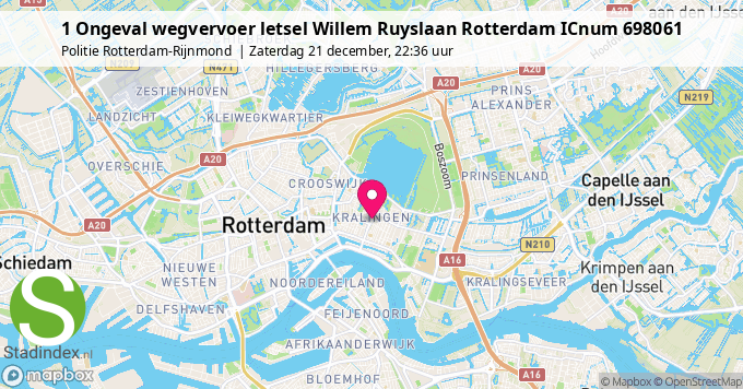 1 Ongeval wegvervoer letsel Willem Ruyslaan Rotterdam ICnum 698061