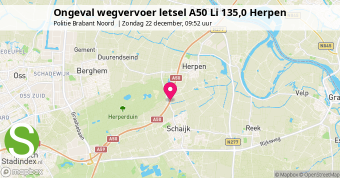 Ongeval wegvervoer letsel A50 Li 135,0 Herpen