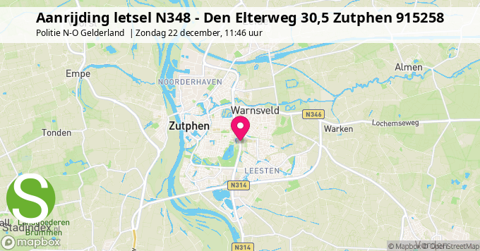 Aanrijding letsel N348 - Den Elterweg 30,5 Zutphen 915258