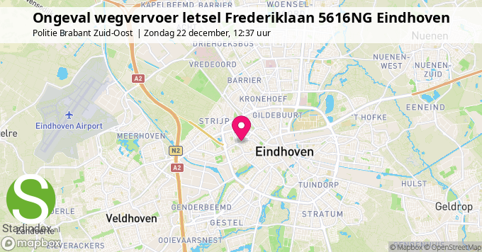 Ongeval wegvervoer letsel Frederiklaan 5616NG Eindhoven