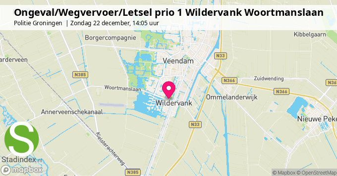 Ongeval/Wegvervoer/Letsel prio 1 Wildervank Woortmanslaan