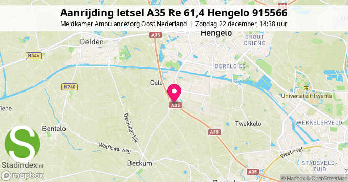 Aanrijding letsel A35 Re 61,4 Hengelo 915566