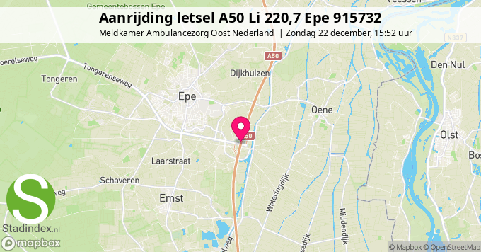 Aanrijding letsel A50 Li 220,7 Epe 915732