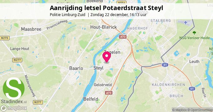 Aanrijding letsel Potaerdstraat Steyl