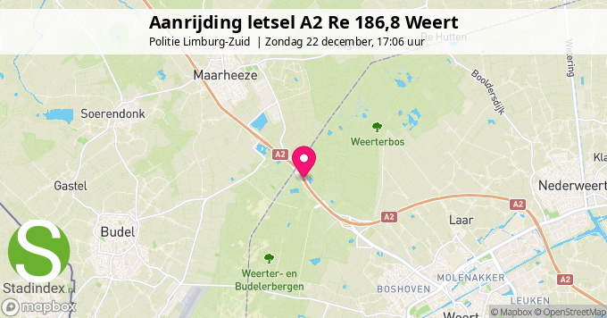 Aanrijding letsel A2 Re 186,8 Weert