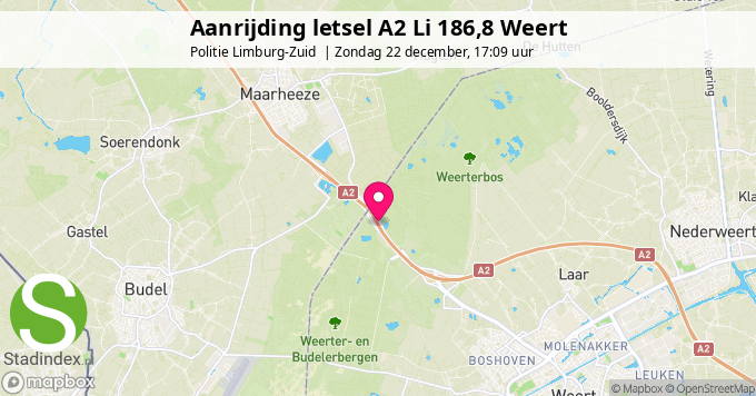 Aanrijding letsel A2 Li 186,8 Weert