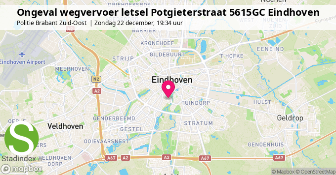 Ongeval wegvervoer letsel Potgieterstraat 5615GC Eindhoven