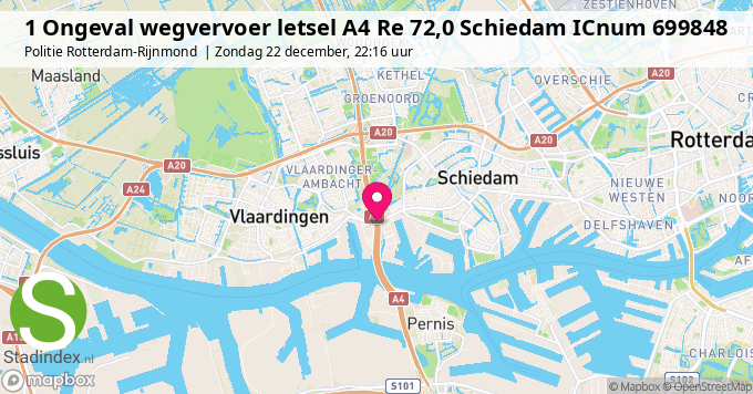 1 Ongeval wegvervoer letsel A4 Re 72,0 Schiedam ICnum 699848