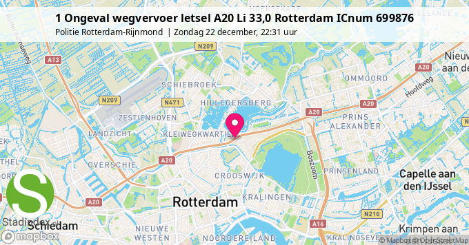 1 Ongeval wegvervoer letsel A20 Li 33,0 Rotterdam ICnum 699876