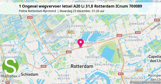 1 Ongeval wegvervoer letsel A20 Li 31,8 Rotterdam ICnum 700089