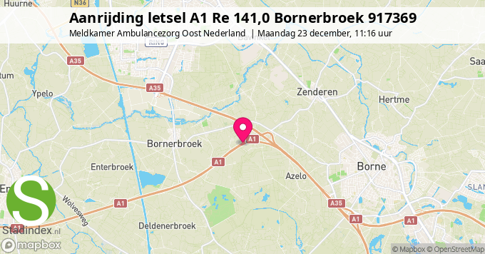 Aanrijding letsel A1 Re 141,0 Bornerbroek 917369