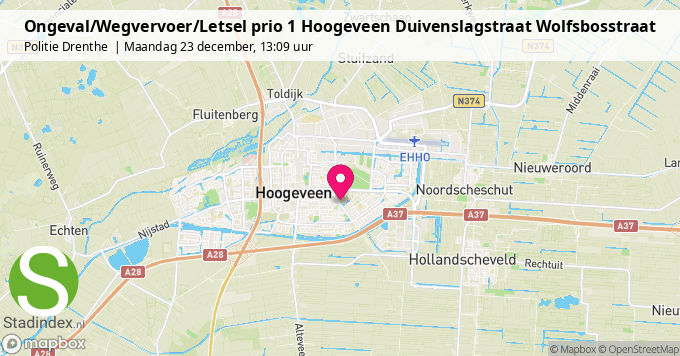 Ongeval/Wegvervoer/Letsel prio 1 Hoogeveen Duivenslagstraat Wolfsbosstraat