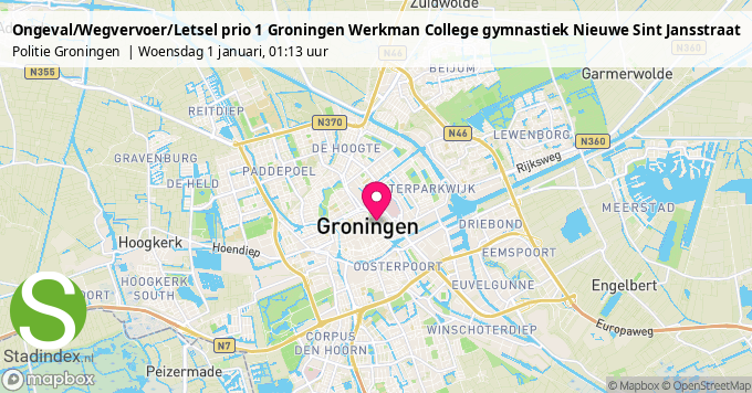 Ongeval/Wegvervoer/Letsel prio 1 Groningen Werkman College gymnastiek Nieuwe Sint Jansstraat