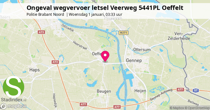 Ongeval wegvervoer letsel Veerweg 5441PL Oeffelt