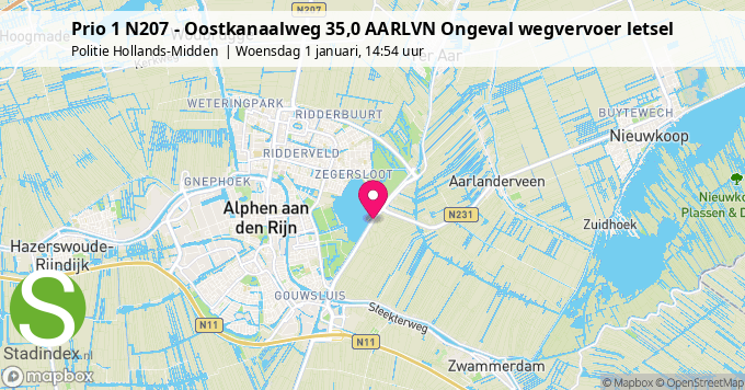 Prio 1 N207 - Oostkanaalweg 35,0 AARLVN Ongeval wegvervoer letsel