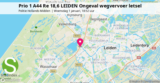 Prio 1 A44 Re 18,6 LEIDEN Ongeval wegvervoer letsel