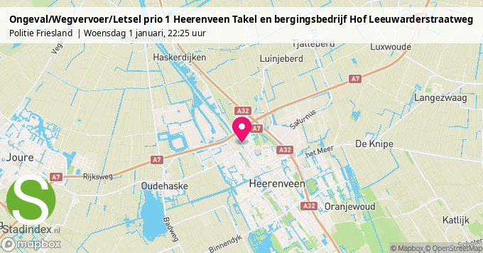 Ongeval/Wegvervoer/Letsel prio 1 Heerenveen Takel en bergingsbedrijf Hof Leeuwarderstraatweg