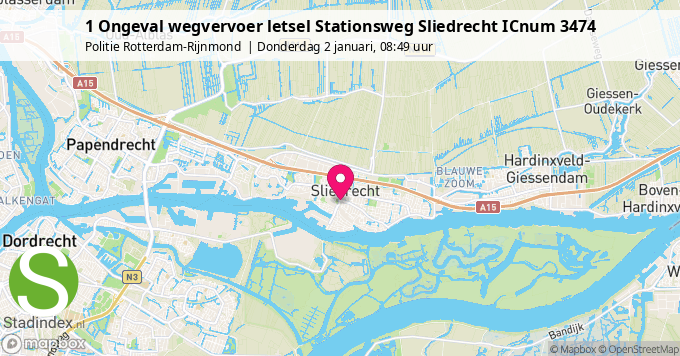 1 Ongeval wegvervoer letsel Stationsweg Sliedrecht ICnum 3474