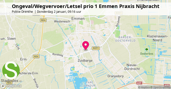 Ongeval/Wegvervoer/Letsel prio 1 Emmen Praxis Nijbracht