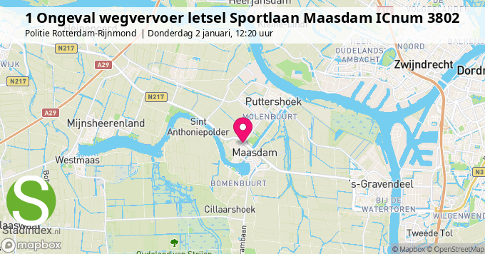 1 Ongeval wegvervoer letsel Sportlaan Maasdam ICnum 3802