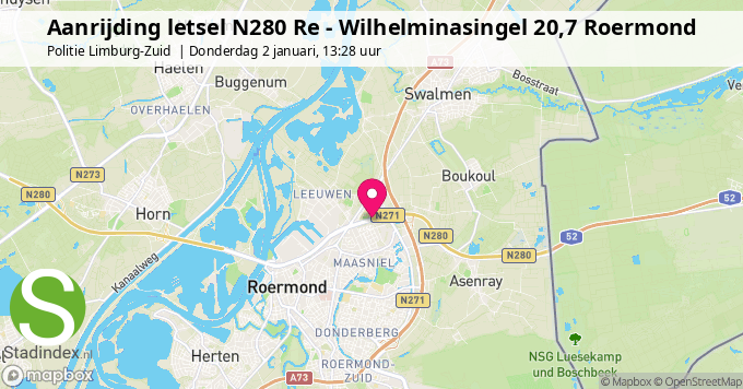 Aanrijding letsel N280 Re - Wilhelminasingel 20,7 Roermond