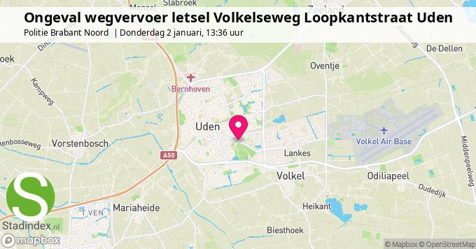 Ongeval wegvervoer letsel Volkelseweg Loopkantstraat Uden