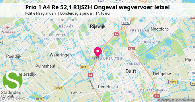 Prio 1 A4 Re 52,1 RIJSZH Ongeval wegvervoer letsel