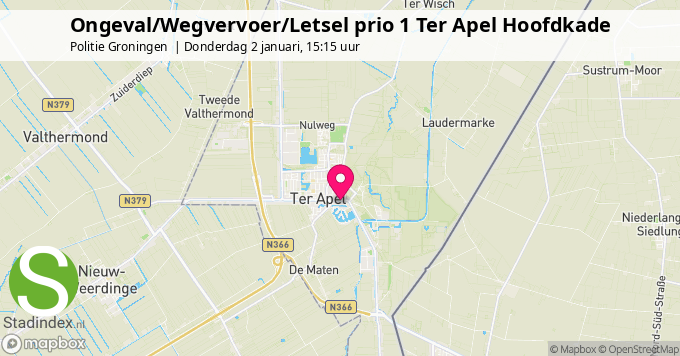 Ongeval/Wegvervoer/Letsel prio 1 Ter Apel Hoofdkade