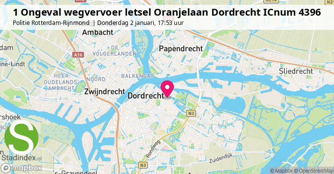 1 Ongeval wegvervoer letsel Oranjelaan Dordrecht ICnum 4396