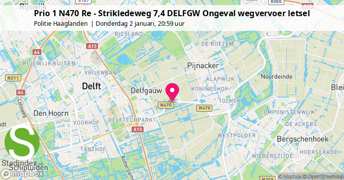 Prio 1 N470 Re - Strikledeweg 7,4 DELFGW Ongeval wegvervoer letsel