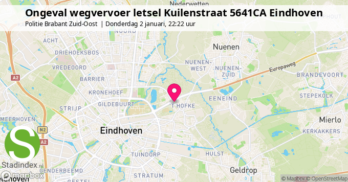 Ongeval wegvervoer letsel Kuilenstraat 5641CA Eindhoven