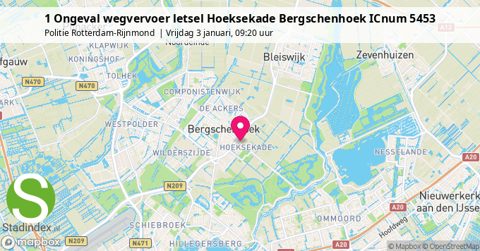 1 Ongeval wegvervoer letsel Hoeksekade Bergschenhoek ICnum 5453