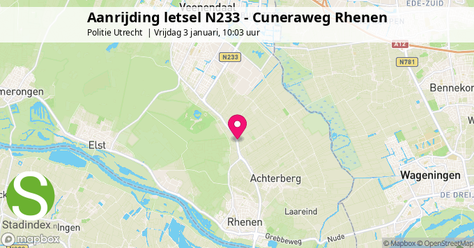 Aanrijding letsel N233 - Cuneraweg Rhenen