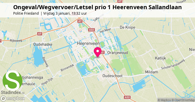 Ongeval/Wegvervoer/Letsel prio 1 Heerenveen Sallandlaan