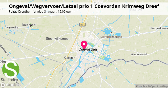 Ongeval/Wegvervoer/Letsel prio 1 Coevorden Krimweg Dreef