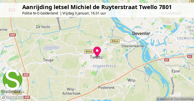 Aanrijding letsel Michiel de Ruyterstraat Twello 7801