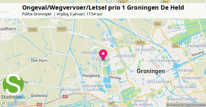 Ongeval/Wegvervoer/Letsel prio 1 Groningen De Held