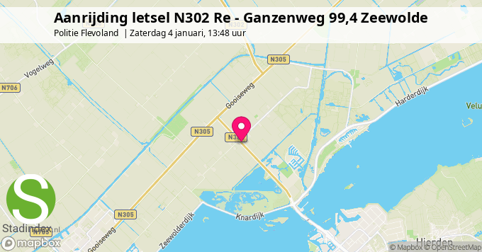 Aanrijding letsel N302 Re - Ganzenweg 99,4 Zeewolde