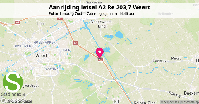 Aanrijding letsel A2 Re 203,7 Weert