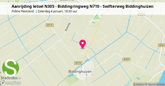 Aanrijding letsel N305 - Biddingringweg N710 - Swifterweg Biddinghuizen